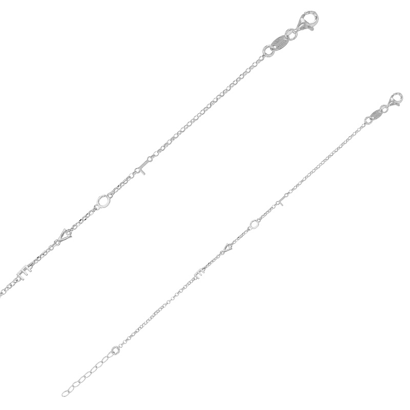 Bracelet love entrelacés maille jaseron, fermoir menotte en argent 925/1000 rhodié