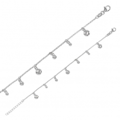 Bracelet LUNA avec pampilles rondes en argent 925/1000 rhodié