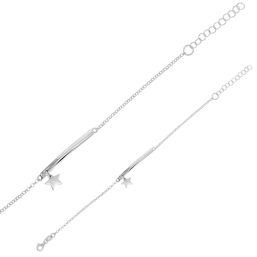 Bracelet LUNA en argent rhodié 925/1000 - barre avec pampille étoile