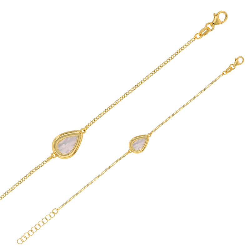 Bracelet MADRE PERLA en argent 925/1000 doré avec goutte en nacre