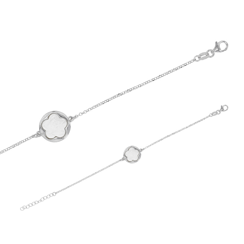 Bracelet MADRE PERLA en argent 925/1000 doré orné d'une fleur en nacre