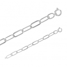 Bracelet maille alternée forçat allongée et ciselée en argent 925/1000
