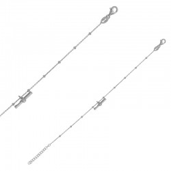 Bracelet maille boule orné du barre en pampille en argent 925/1000 rhodié
