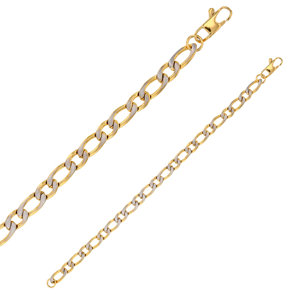 Bracelet maille cheval acier et acier doré mat et brillant