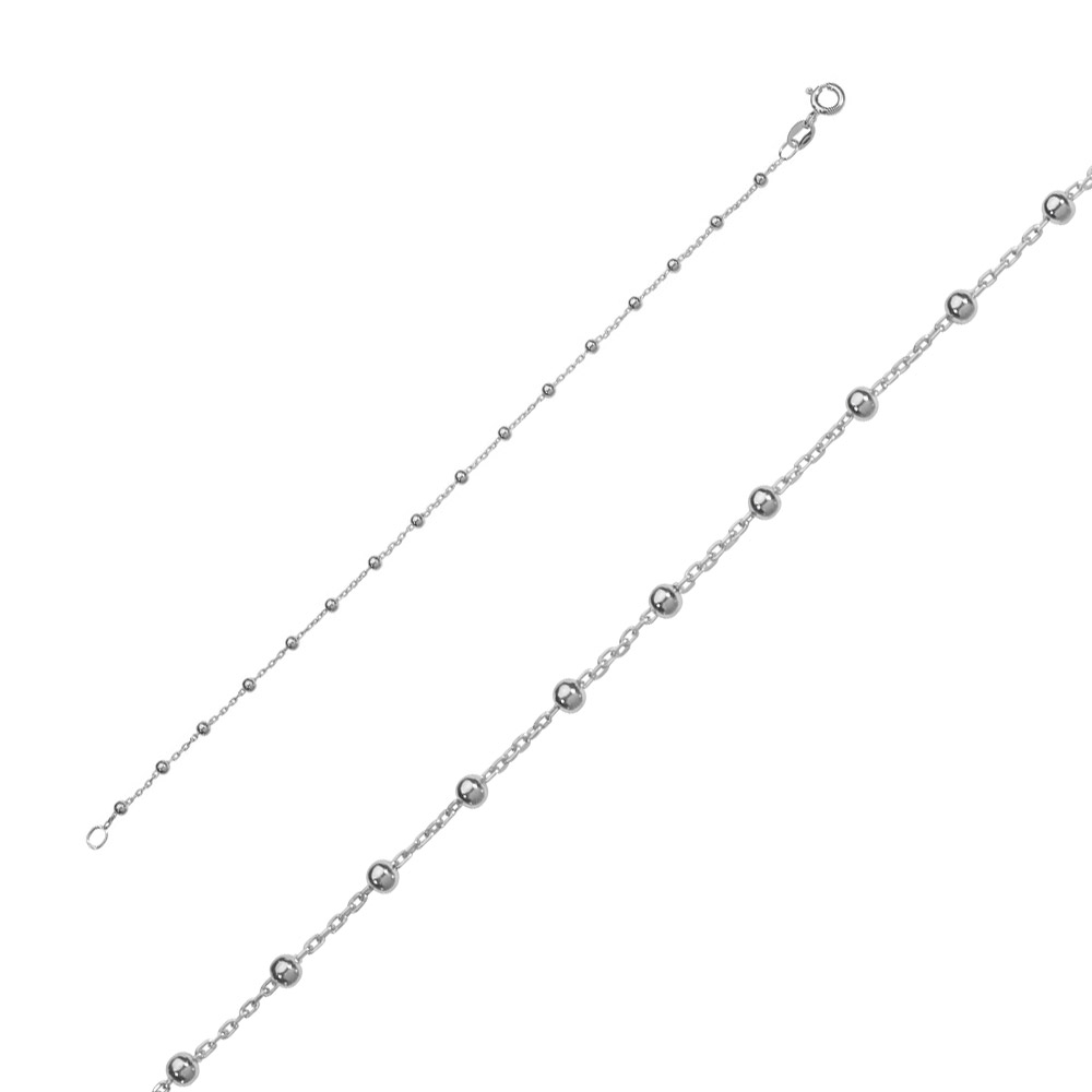 Bracelet maille en argent 925/1000 rhodié - grosses boules