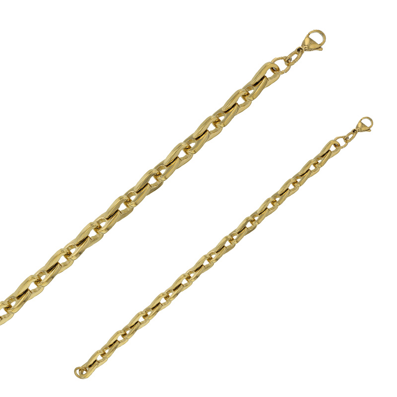 Bracelet maille en forme de goutte en acier doré