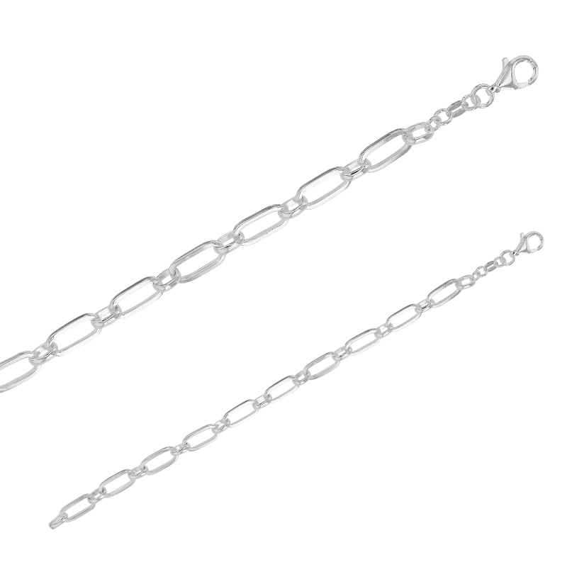 Bracelet maille fantaisie forçat allongée en argent 925/1000