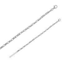 Bracelet maille fantaisie ovale et grain de café arrondi, argent 925/1000 platiné