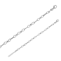 Bracelet maille fantaisie ovale et plate allongée, argent 925/1000 platiné