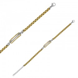 Bracelet maille forçat épaisse en acier doré et acier inoxydable