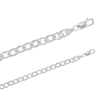 Bracelet maille forçat longue 7,60 mm en argent 925/1000 rhodié