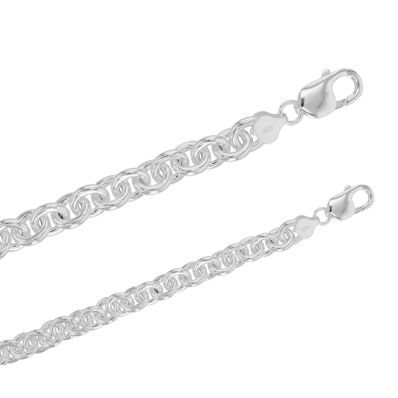 Bracelet maille forçat 9,50 mm en argent 925/1000 rhodié