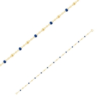 Bracelet maille forçat Or 750/1000 avec perles résine bleues