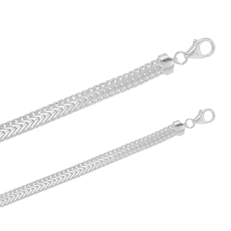 Bracelet maille gourmette américaine en argent 925/1000 rhodié