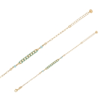 Bracelet maille gourmette émaillée avec cristaux bleu ciel, argent 925/1000 doré