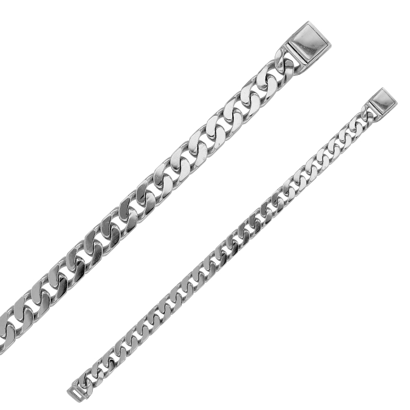 Bracelet maille gourmette en argent 925/1000 rhodié