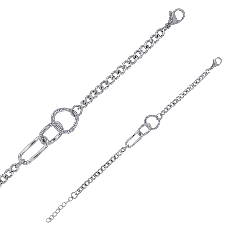 Bracelet maille gourmette entrelacés en acier