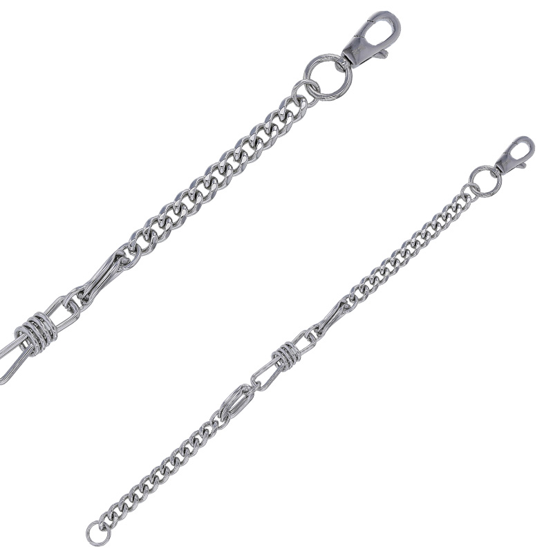 Bracelet maille gourmette et fantaisie, motif entrelacé en acier