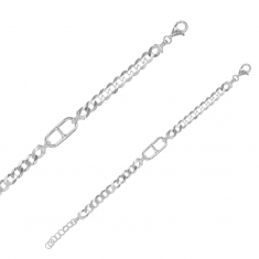 Bracelet maille gourmette et motif oval en argent 925/1000