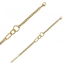 Bracelet maille gourmette orné de 3 anneaux en acier doré