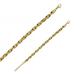 Bracelet maille ovale entrelacée en acier doré