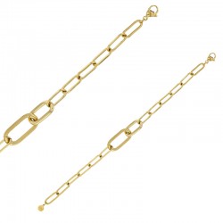 Bracelet maille ovale striée en acier doré