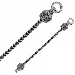 Bracelet maille queue de renard motif tête de loups en acier