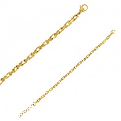 Bracelet maille rectangle épaisse en acier doré