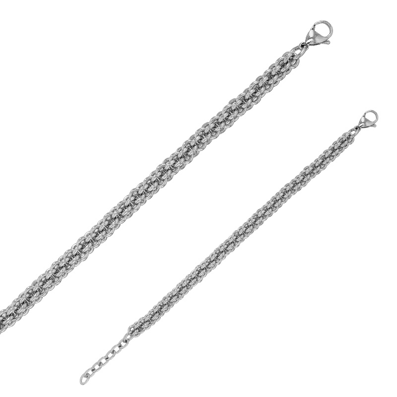 Bracelet maille ronde entrelacée en acier doré