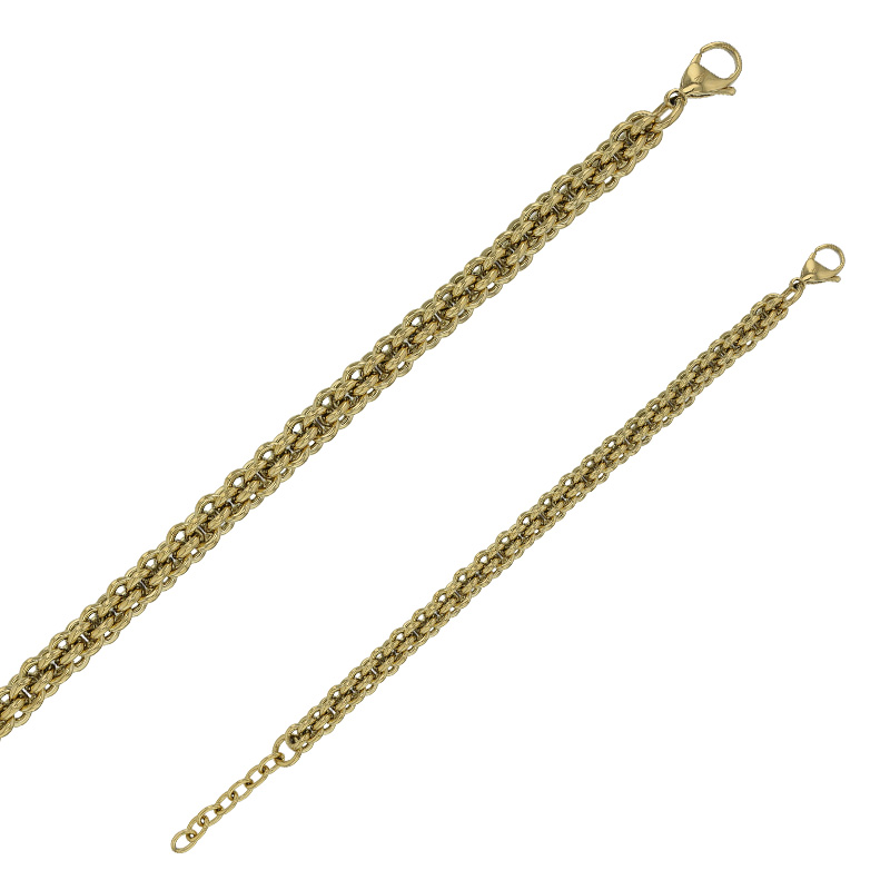 Bracelet maille ronde entrelacée en acier doré