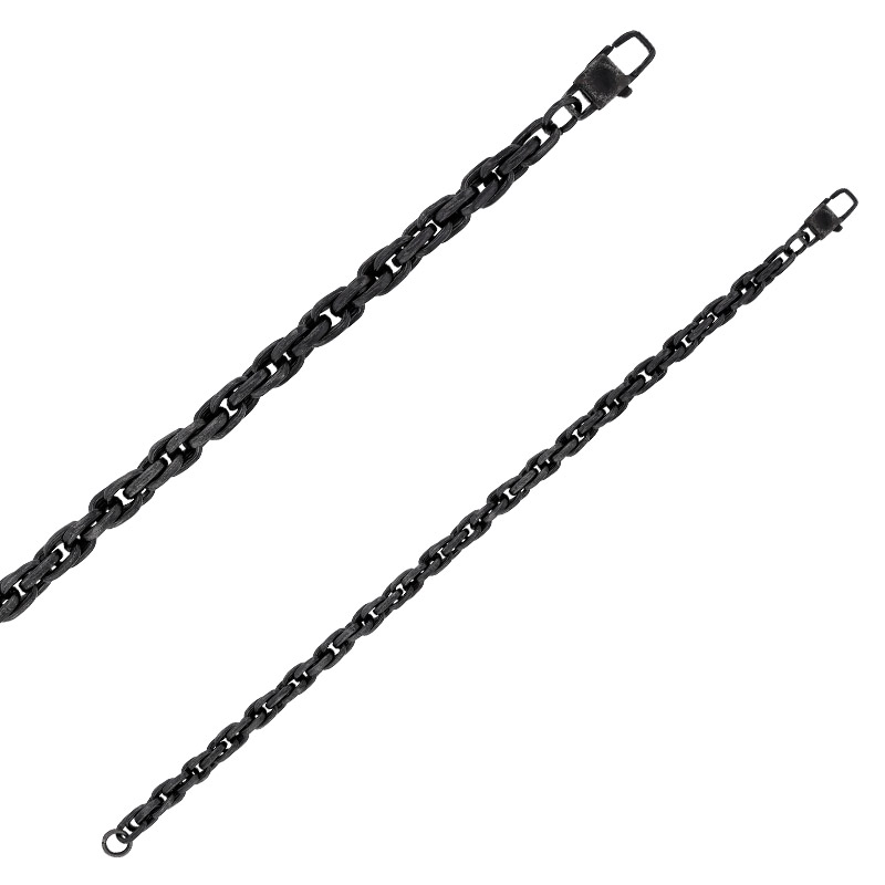 Bracelet maille tressé, acier vieilli