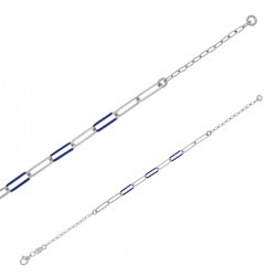 Bracelet mailles allongées, émail rouge, argent 925/1000 doré