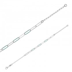 Bracelet mailles allongées, émail rouge, argent 925/1000 doré
