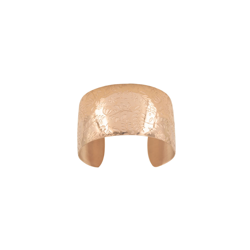 Bracelet manchette acier motif feuillage