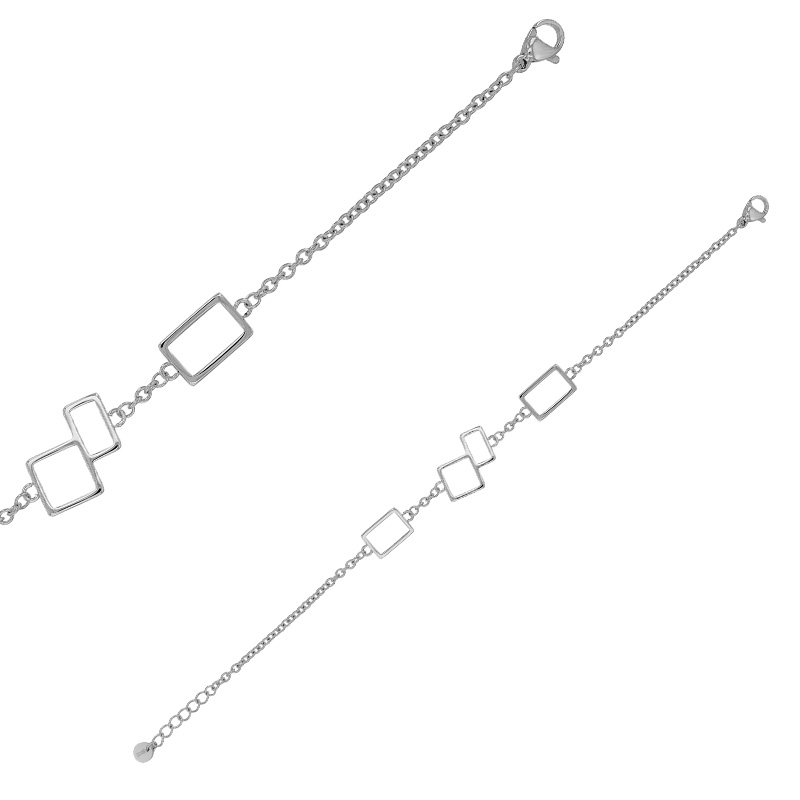 Bracelet motif carrés et rectangles en acier