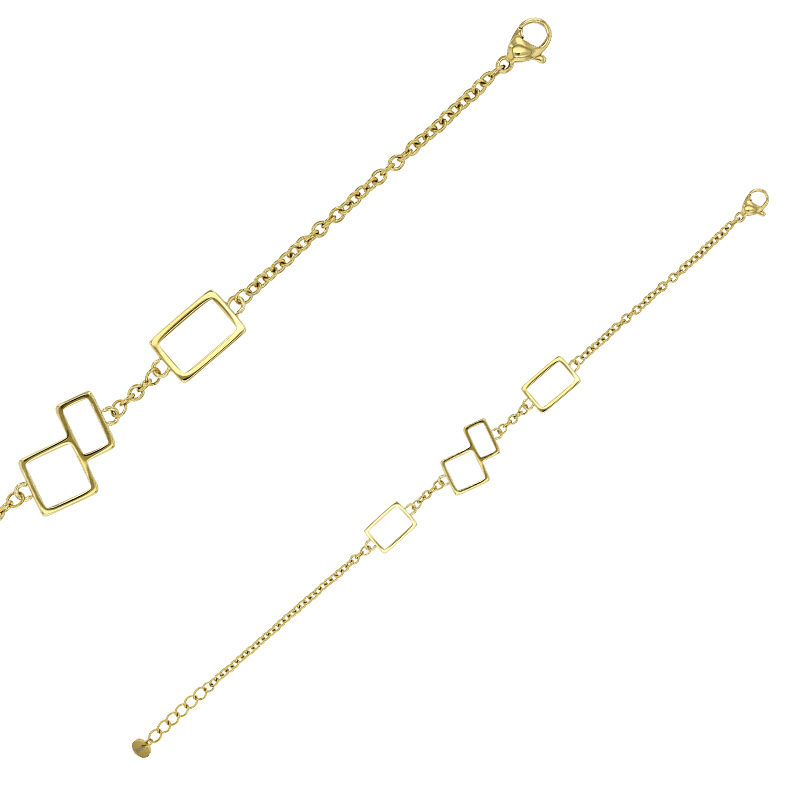 Bracelet motif carrés et rectangles en acier