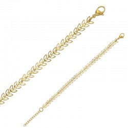 Bracelet motif feuilles évidées en acier doré
