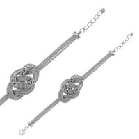 Bracelet motif tressé argent 925/1000 rhodié