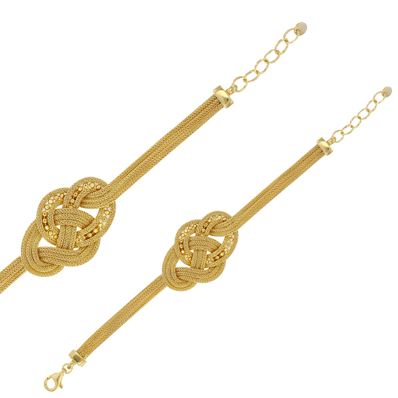 Bracelet motif tressé argent 925/1000 doré