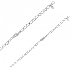 Bracelet noeud en maille forçat allongée, fermoir menotte en argent 925/1000 rhodié