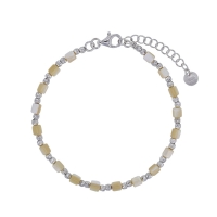 Bracelet oeil de chat beige, argent 925/1000 rhodié
