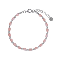 Bracelet oeil de chat rose, argent 925/1000 rhodié