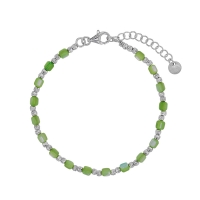Bracelet oeil de chat vert clair, argent 925/1000 rhodié