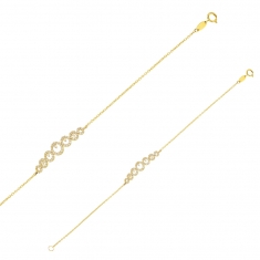 Bracelet Or 375/1000 avec rang de ronds sertis d'oxydes de zirconium