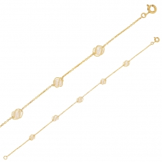 Bracelet Or 750/1000 avec 5 perles d'eau douce en cage en maille forçat