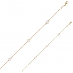 Bracelet Or blanc 375/1000 avec perles d'eau douce