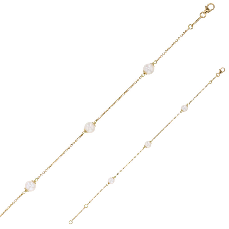 Bracelet Or blanc 375/1000 avec perles d'eau douce