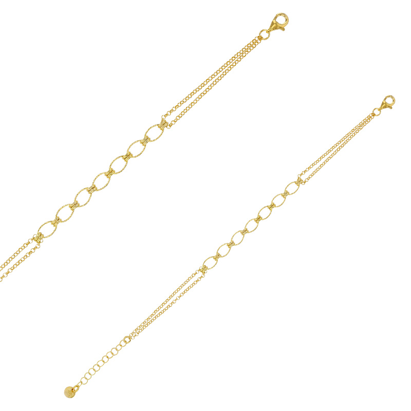 Bracelet orné d'ovales ciselés en argent 925/1000 rhodié