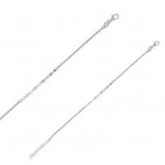 Bracelet orné d'ovales maille forçat en argent 925/1000 rhodié