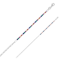 Bracelet orné d'oxydes de couleurs et maille cheval, argent 925/1000 rhodié